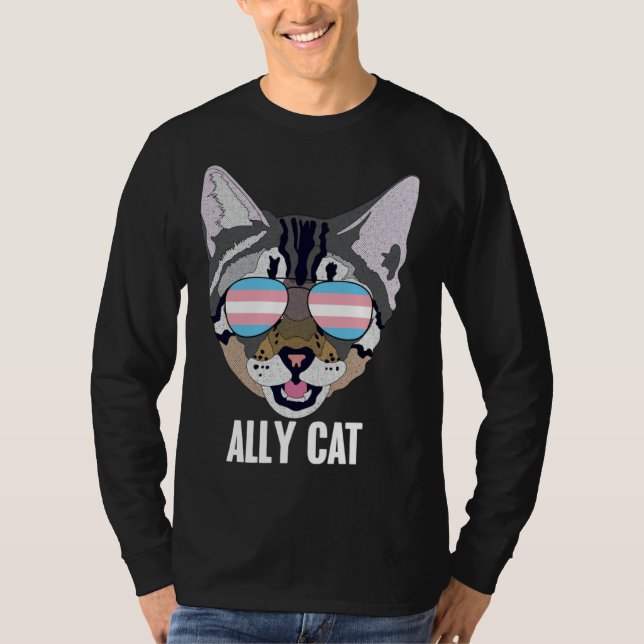 Ally Cat Funny Cat Trans Pride T-Shirt (Vorderseite)