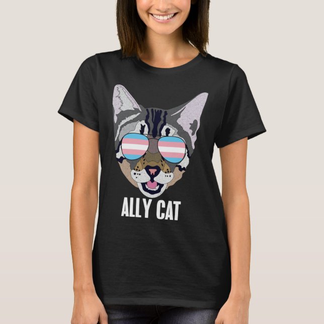 Ally Cat Funny Cat Trans Pride T-Shirt (Vorderseite)