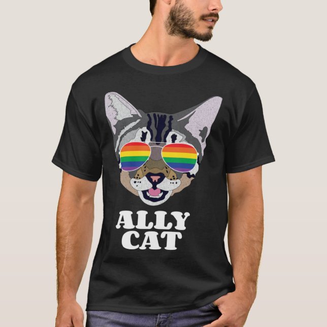 Ally Cat  Gay Pride T-Shirt (Vorderseite)
