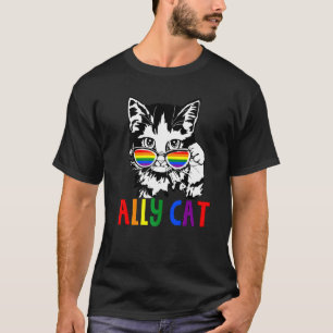 Ally Cat Lgbt Flag Gay Pride Ally Rainbow Mens Wom T-Shirt