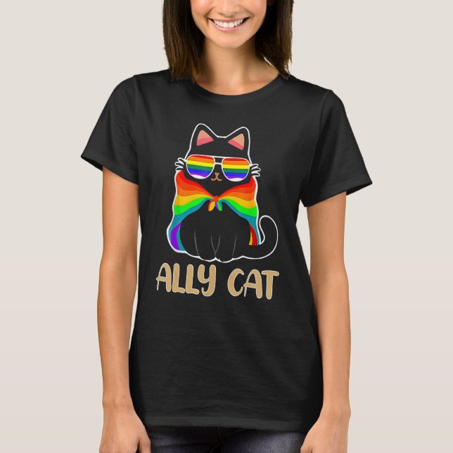 Ally Cat Lgbt Flag T-Shirt (Vorderseite)