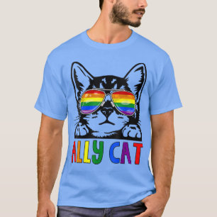 Ally Cat LGBT Gay Rainbow Pride Flag Boys Men Girl T-Shirt