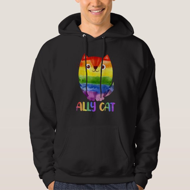 Ally Cat LGBT Gay Rainbow Pride Flag  Cat  4 Hoodie (Vorderseite)