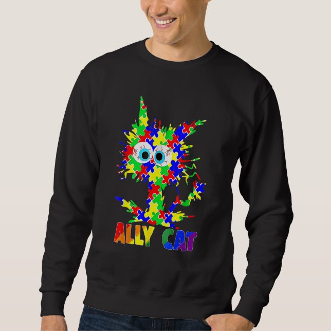 Ally Cat LGBT Gay Rainbow Pride Flag Sunflower LGB Sweatshirt (Vorderseite)