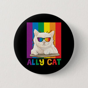 Ally Cat Lgbt Gay Rainbow Prilag Boys Men Button