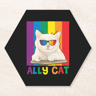 Ally Cat Lgbt Gay Rainbow Prilag Boys Men Untersetzer
