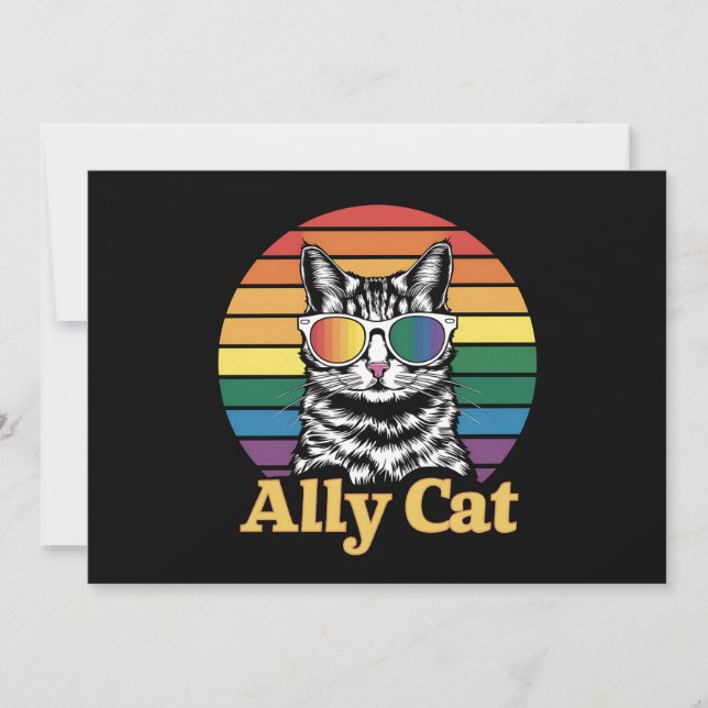 Ally Cat LGBT Rainbow Flag LGBTQ Geschenk Einladung (Vorderseite)