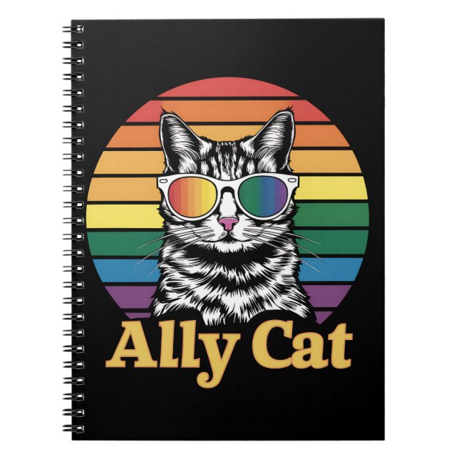 Ally Cat LGBT Rainbow Flag LGBTQ Geschenk Notizblock (Vorderseite)
