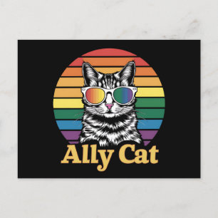 Ally Cat LGBT Rainbow Flag LGBTQ Geschenk Postkarte