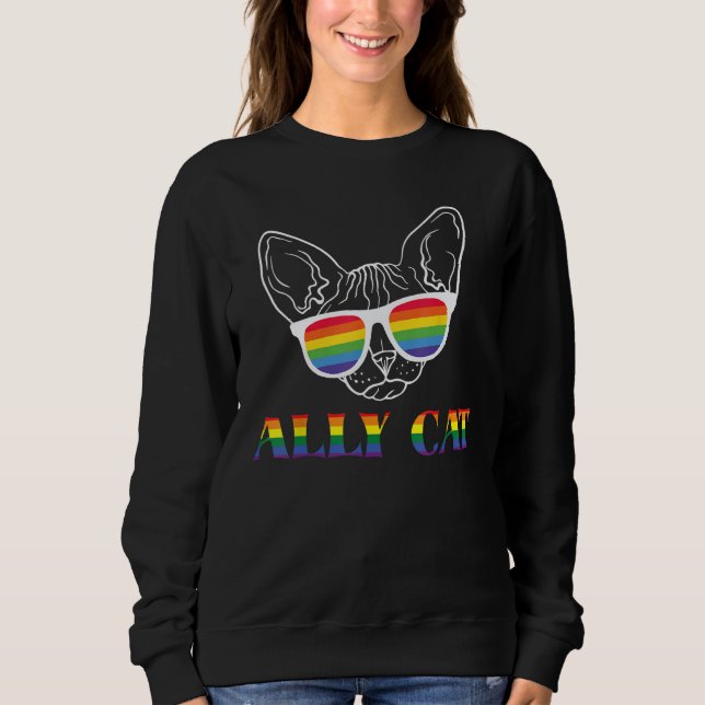 Ally Cat LGBT Rainbow Gay Pride Flag  Ally Cat LGB Sweatshirt (Vorderseite)