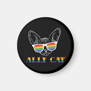 Ally Cat - Niedliche Pride Cat mit Regenbogen-Sonn Magnet