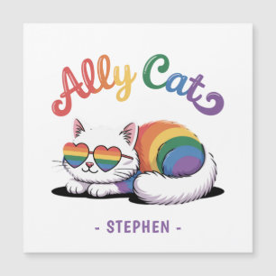 Ally Cat - Niedlicher LGBTQ-Preis für weiße Katze Magnetkarte