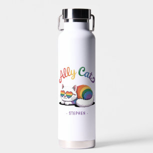 Ally Cat - Niedlicher LGBTQ-Preis für weiße Katze Trinkflasche