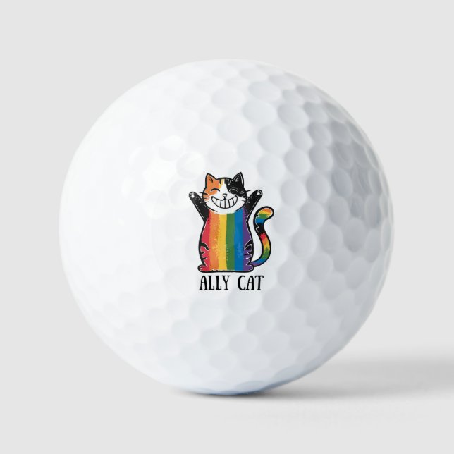 Ally Cat - Rainbow Cat LGBTQ Pride (2) Golfball (Vorderseite)