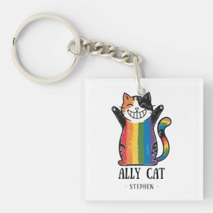 Ally Cat - Rainbow Cat LGBTQ Pride (2) Schlüsselanhänger