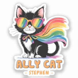Ally Cat - Rainbow Cat LGBTQ Pride Aufkleber