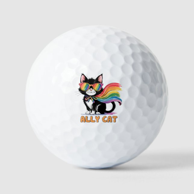 Ally Cat - Rainbow Cat LGBTQ Pride Golfball (Vorderseite)