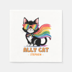 Ally Cat - Rainbow Cat LGBTQ Pride Serviette