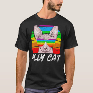 Ally Cat Rainbow Sunglasses LGBT Gay Pride Kittys T-Shirt