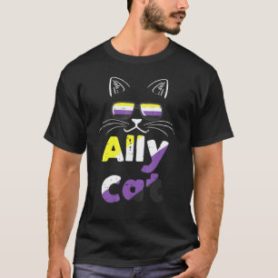 Ally Cat Sonnenbrille Nonbinary Non Binär Enby Fla T-Shirt