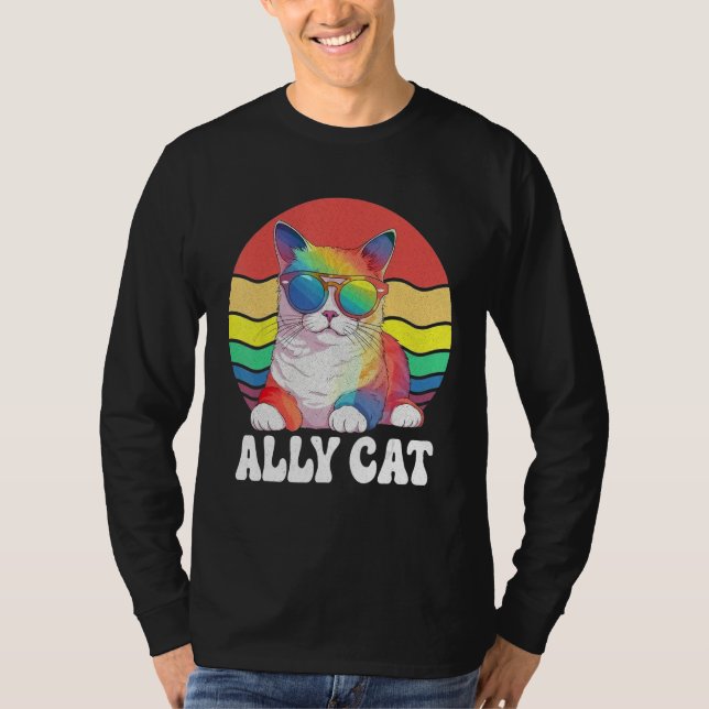Ally Cat Straight LGBT Supporter Gay Pride Ally Ra T-Shirt (Vorderseite)