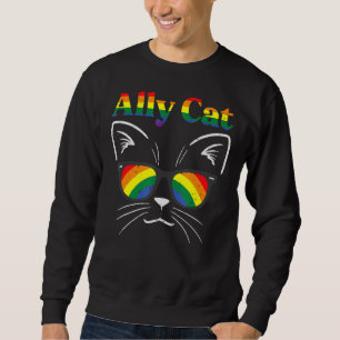 Ally Cat Sunglasses Gay Rainbow Pride Lgbt Support Sweatshirt