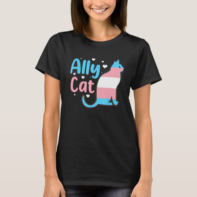 Ally Cat Transgender Pride  Cat Kitten LGBT Trans  T-Shirt (Vorderseite)