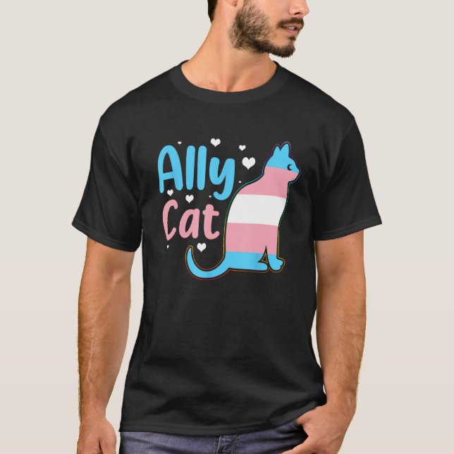 Ally Cat Transgender Pride  Cat Kitten LGBT Trans  T-Shirt (Vorderseite)