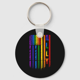 Ally Lgbt Lgbtq Rainbow Pride American Flag 4. Schlüsselanhänger