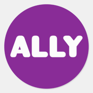 Ally LGBTQ Straight Ally Spirit Day White & Lila Runder Aufkleber