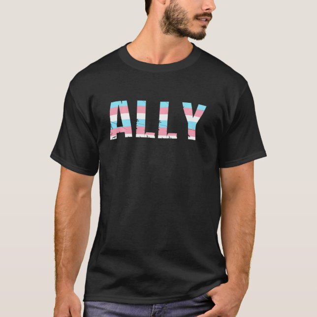 Ally Lgbtq Trans Pride Support Transgender-Flag T-Shirt (Vorderseite)