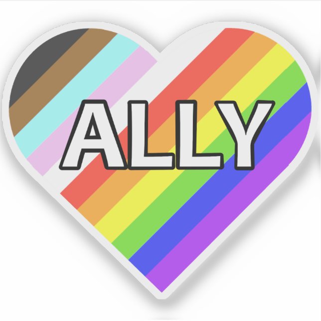 Ally Pride Heart Custom Cut Vinyl Sticker (Vorderseite)