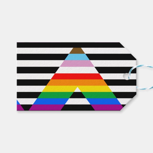 Ally Progress Pride Flag Geschenkanhänger (Vorderseite (Horizontal))