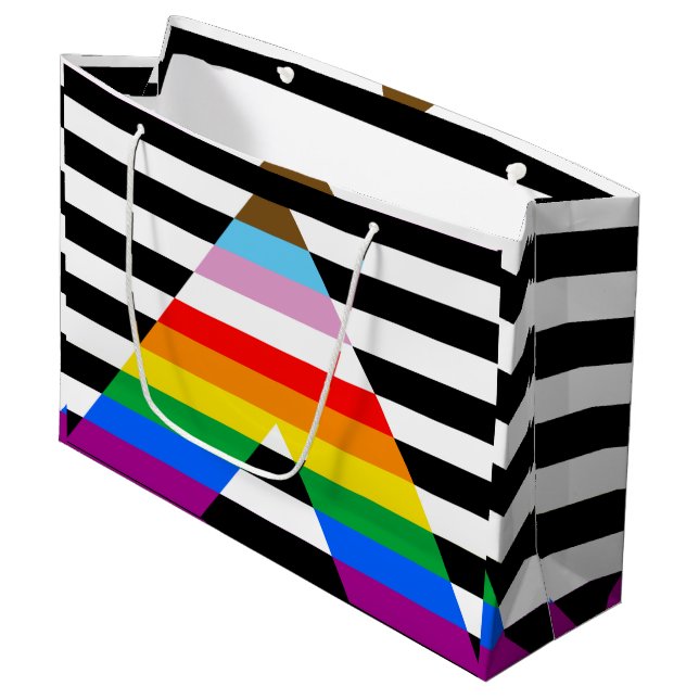 Ally Progress Pride Flag Große Geschenktüte (Vorderseite Schrägansicht)