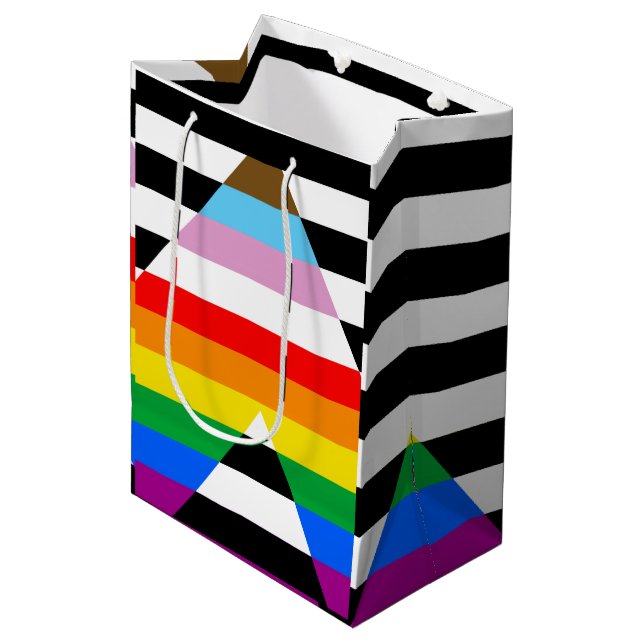 Ally Progress Pride Flag Mittlere Geschenktüte (Vorderseite Schrägansicht)
