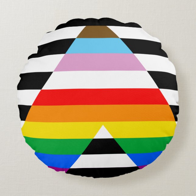 Ally Progress Pride Flag Rundes Kissen (Vorderseite)