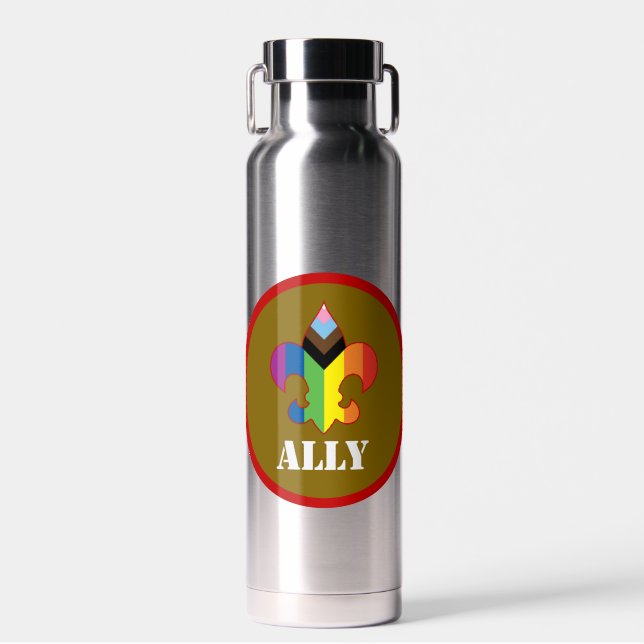 Ally Progress Pride Fleur-de-Lis Wasserflasche Trinkflasche (Vorne)