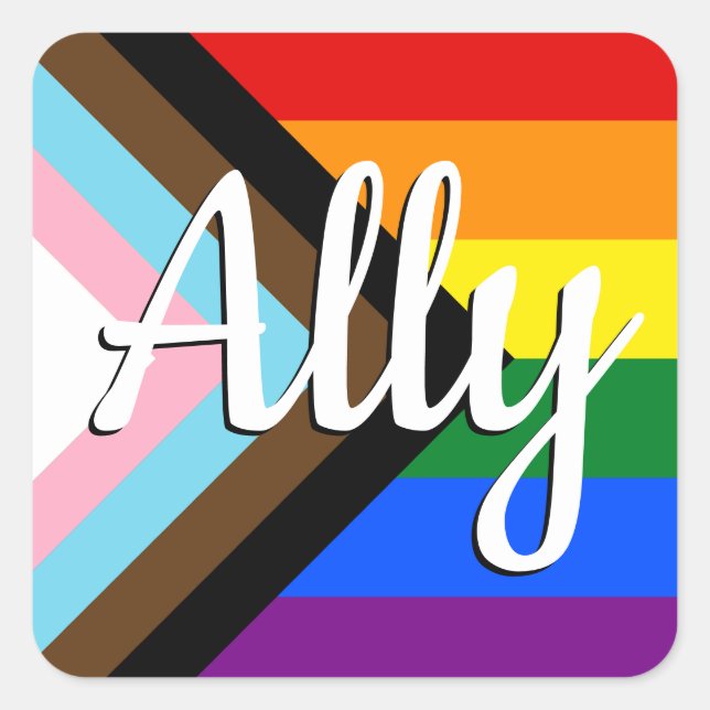 Ally | Progress Prilag Flag Quadratischer Aufkleber (Vorderseite)
