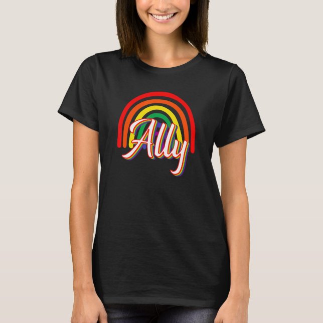 Ally Rainbow LGBTQ Gay Equality Trans Lesbian Quee T-Shirt (Vorderseite)