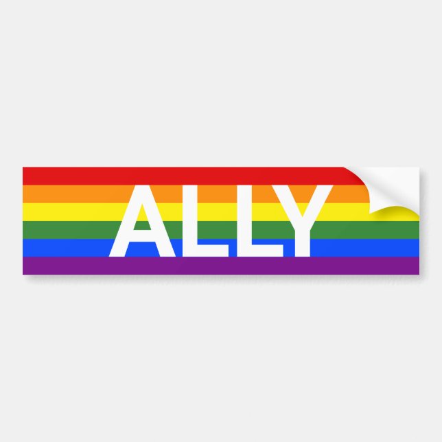 Ally Rainbow Striped Pride Flag Autoaufkleber (Vorne)