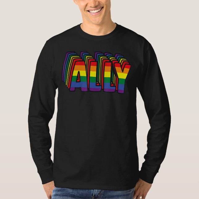Ally Retro ästhetische Lgbtq Rainbow Pride T-Shirt (Vorderseite)