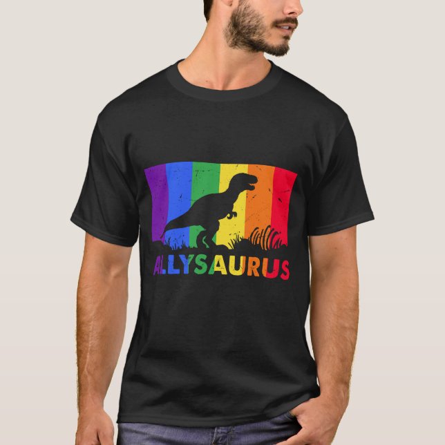 Ally Saurus T - Shirt, Rainbow Pride Shirt, Pride T-Shirt (Vorderseite)