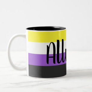 Ally-Tasse für nichtbinäre Flag Zweifarbige Tasse