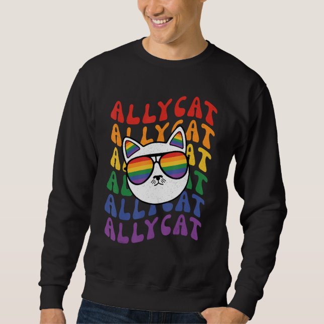 AllyCat  Ally Cat Gay Pride Rainbow Sunglasses LGB Sweatshirt (Vorderseite)