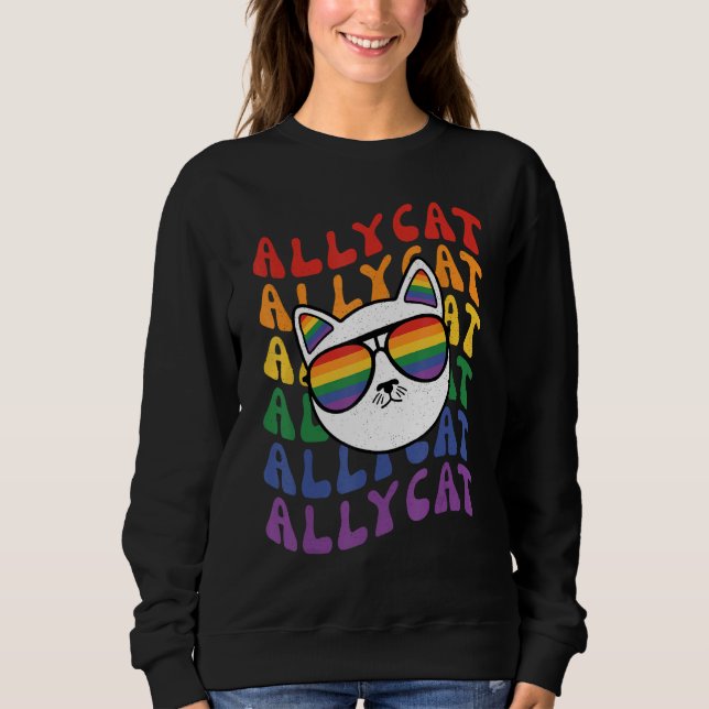 AllyCat  Ally Cat Gay Pride Rainbow Sunglasses LGB Sweatshirt (Vorderseite)