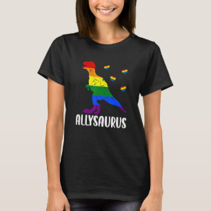 Allysaurus Dinosaurier in Regenbogenflagge für All T-Shirt