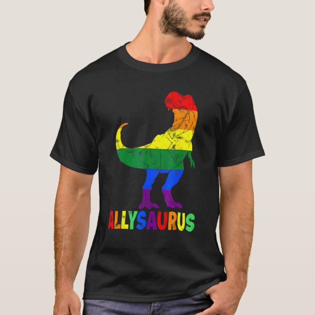 Allysaurus LGB  Dinosaur Rainbow Flag Ally LGBT Pr T-Shirt (Vorderseite)