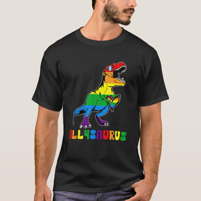 Allysaurus LGBT  Dinosaur Rainbow Flag Ally LGBT P T-Shirt (Vorderseite)
