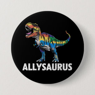 Allysaurus LGBT Dinosaur Regenbogenflagge Ally LGB Button