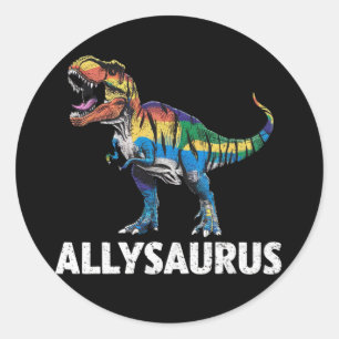 Allysaurus LGBT Dinosaur Regenbogenflagge Ally LGB Runder Aufkleber